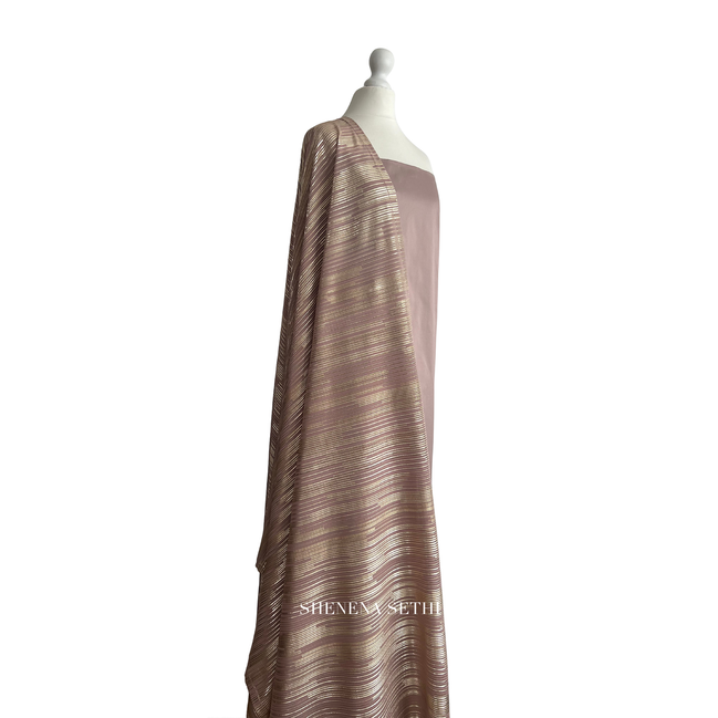 Gold foil dupatta unstitched kameez set