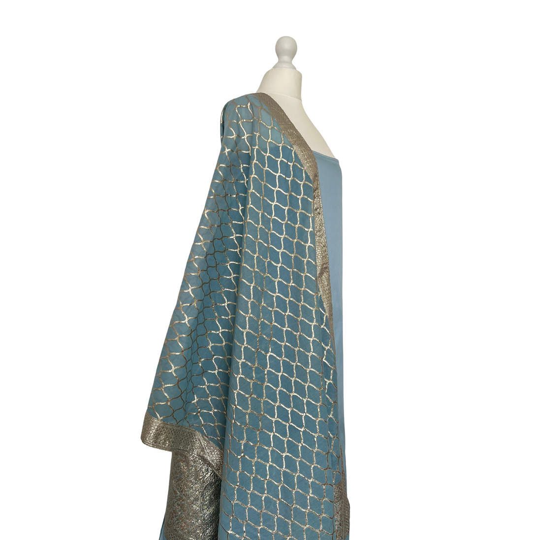 Brocade dupatta unstitched kameez set