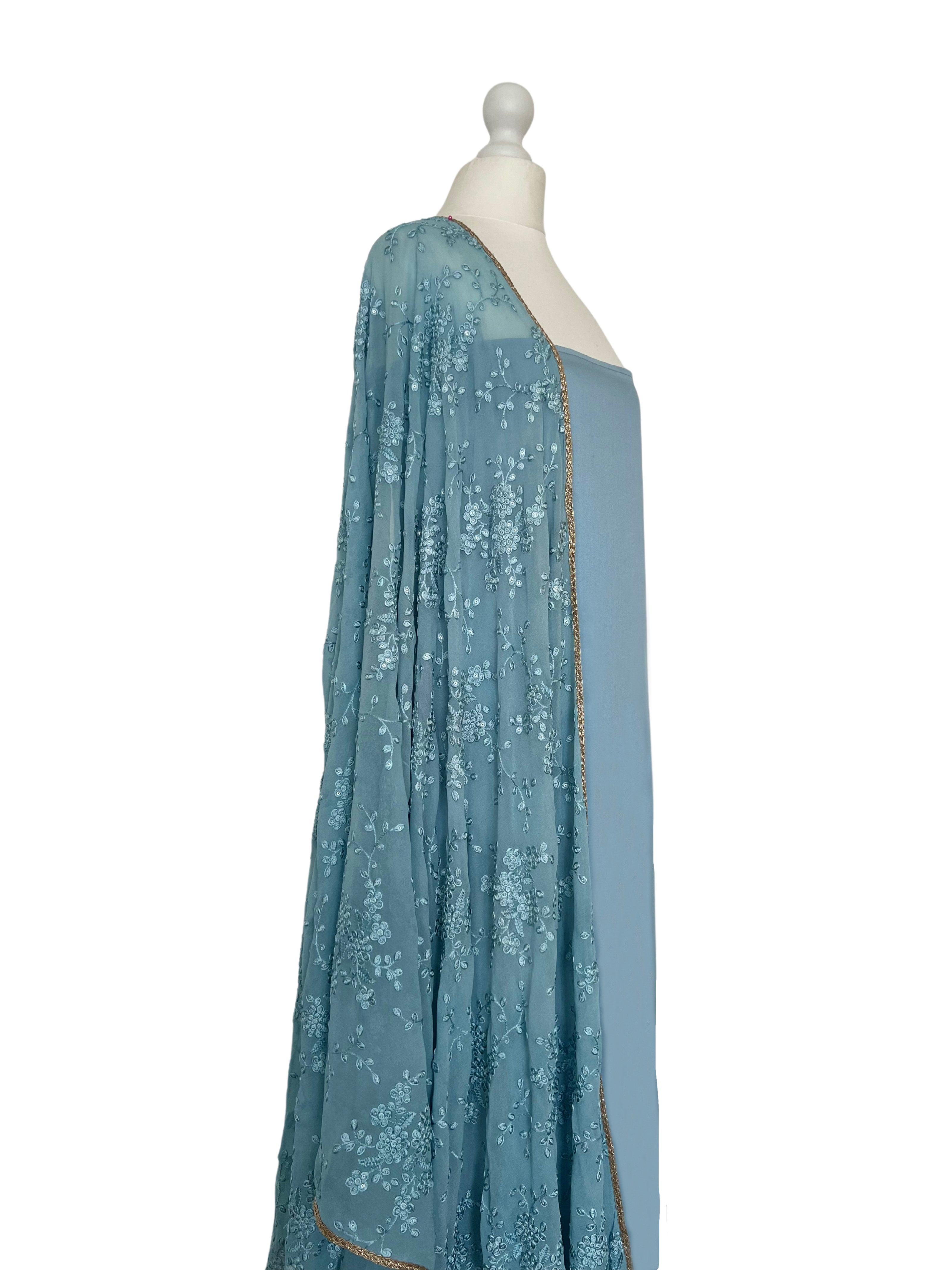 Georgette and thread dupatta unstitched kameez set