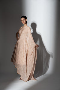 Shenena Sethi hand embroidered semi raw silk anarkali set 