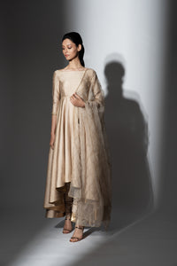 Shenena Sethi semi raw silk anarkali with hand embroidered dupatta