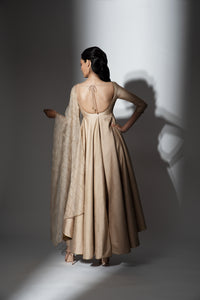 Shenena Sethi semi raw silk anarkali with hand embroidered dupatta